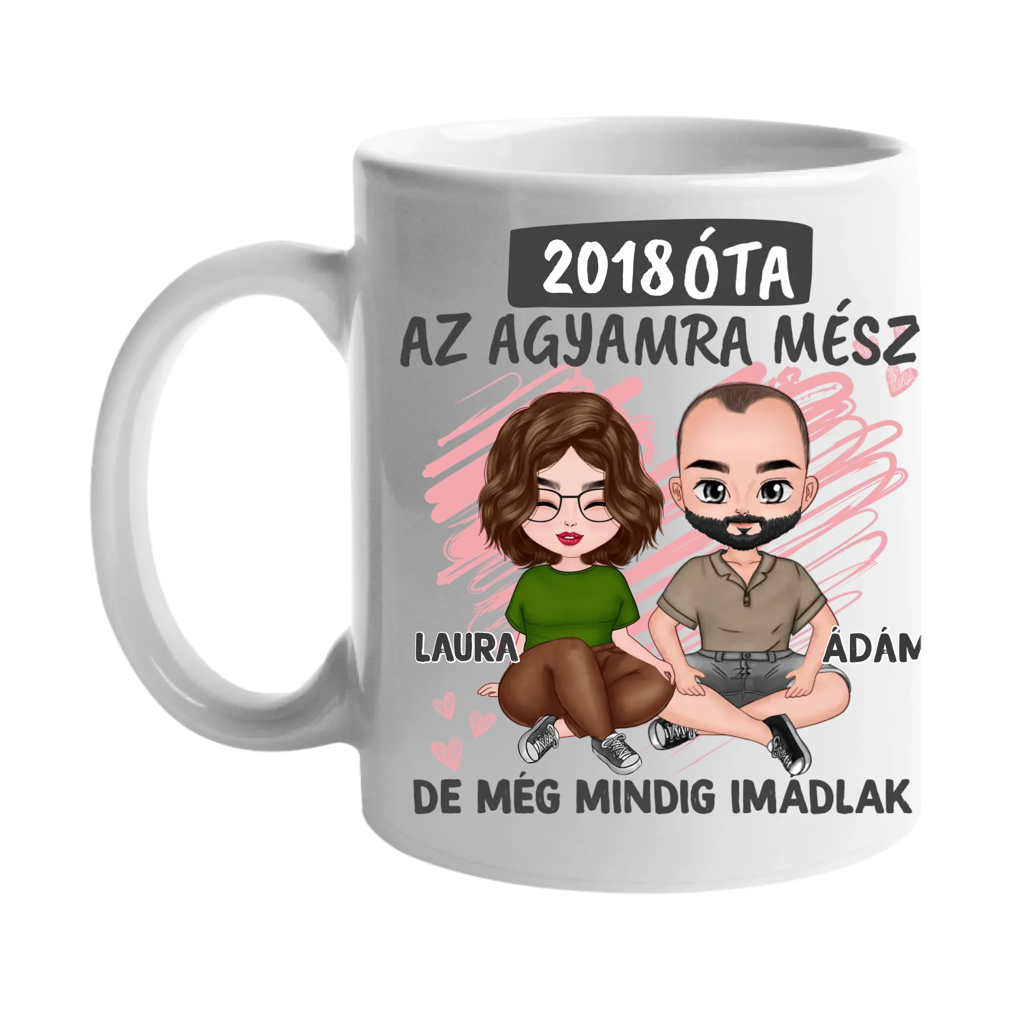 Az agyamra mész szerkeszthető karakteres valentin napi bögre