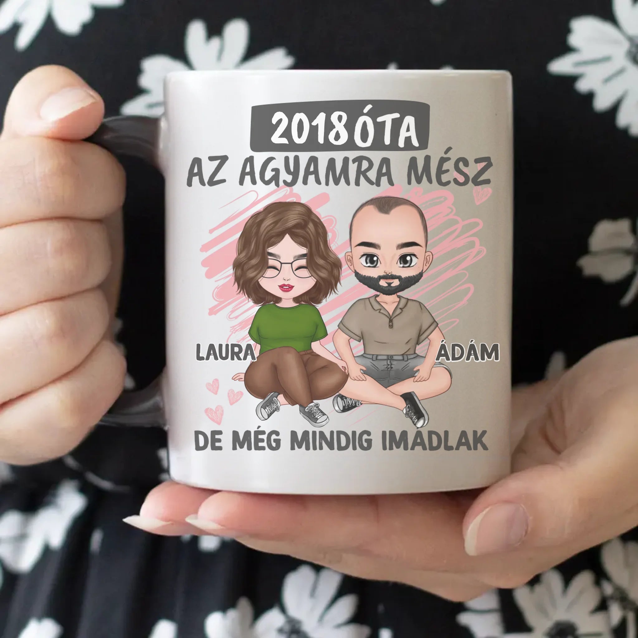 Az agyamra mész szerkeszthető karakteres valentin napi bögre