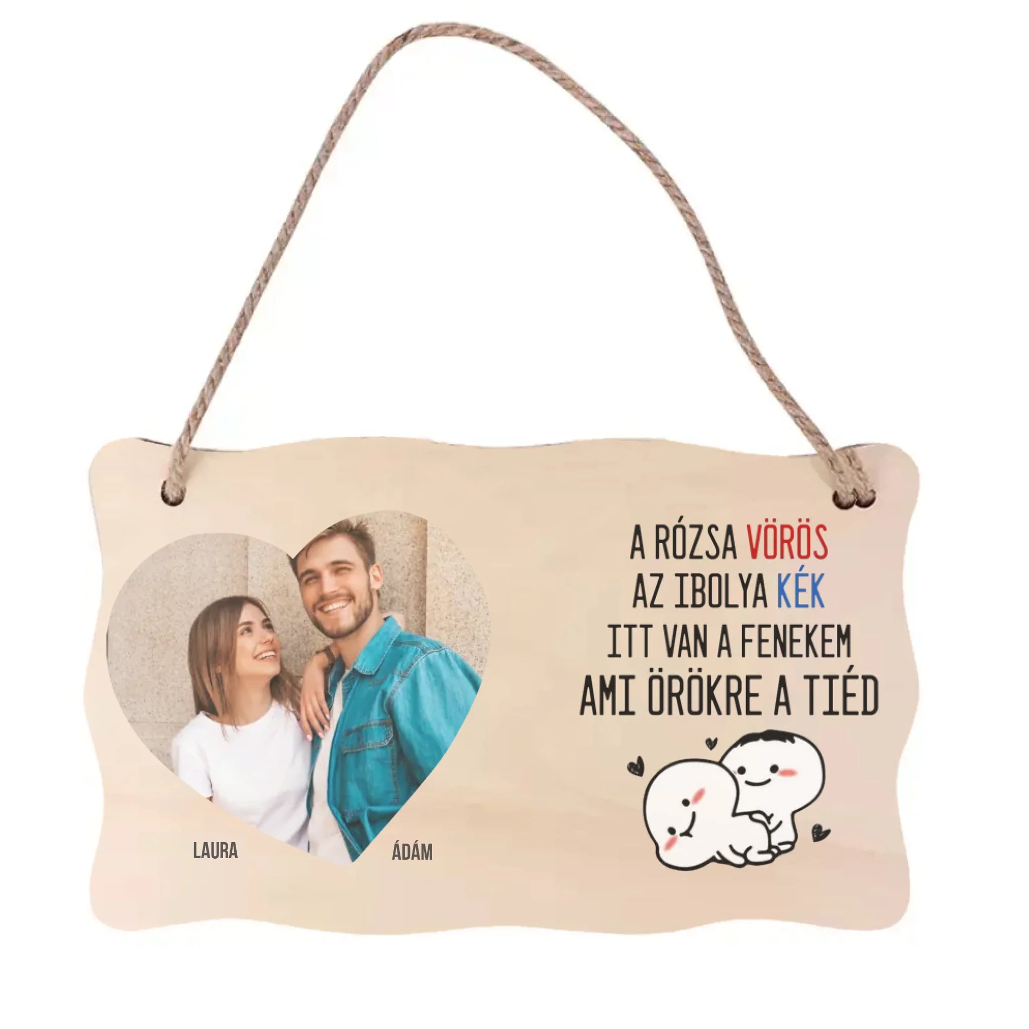 Valentin napi választható feliratos ajándék dísztábla