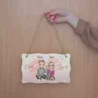 Valentin napi szerkeszthető karakteres dísztábla pároknak