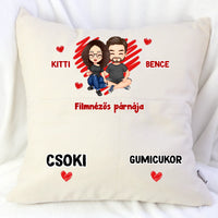 Filmnézős zsebes párna pároknak - Szerkeszthető karakterekkel