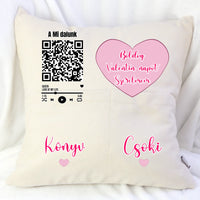 A Mi dalunk - Zsebes párna szerkeszthető QR kóddal Valentin napra