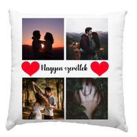 4 képes szíves párna felirattal