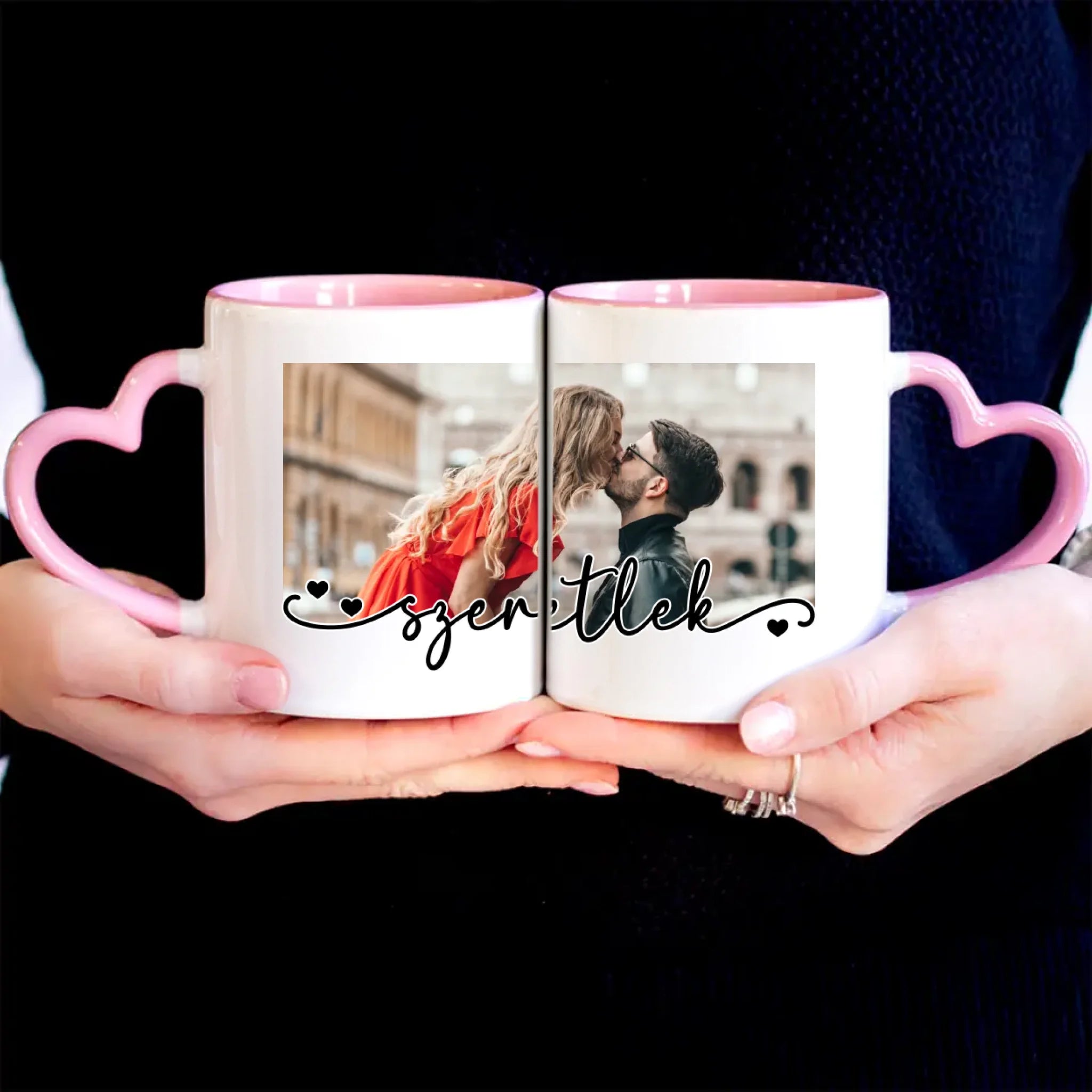 Szeretlek feliratos bögre egyedi képpel