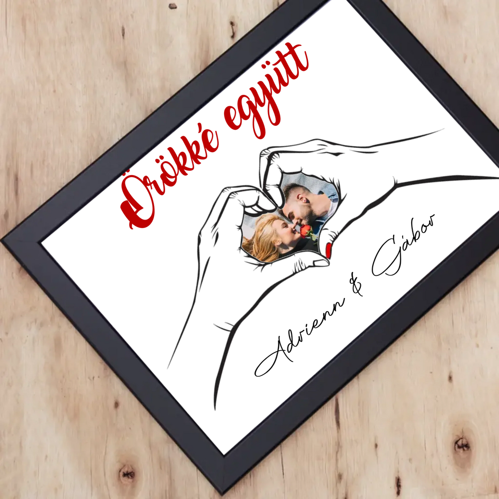 Örökké együtt egyedi képes Valentin napi falikép pároknak