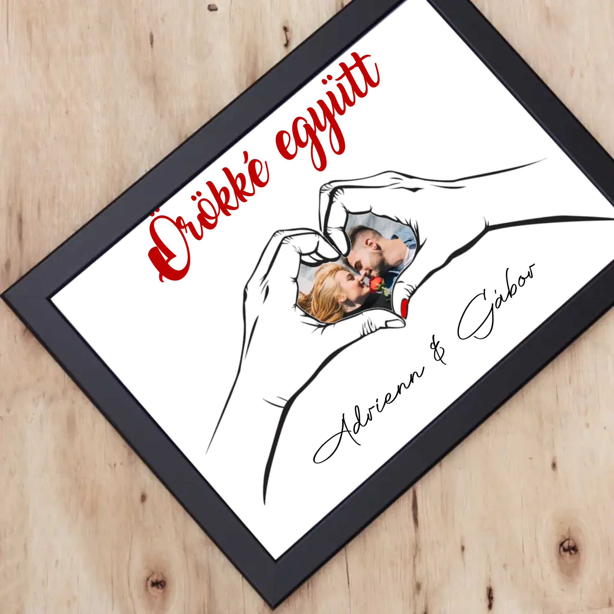 Örökké együtt egyedi képes Valentin napi falikép pároknak