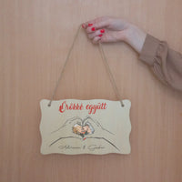 Örökké együtt egyedi képes fa dísztábla Valentin napra pároknak