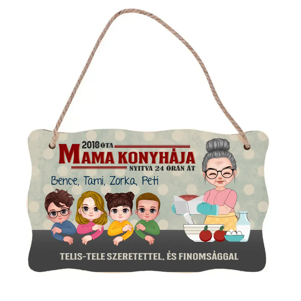 Mama konyhája falidísz- személyre szabható ajándék nagymamáknak