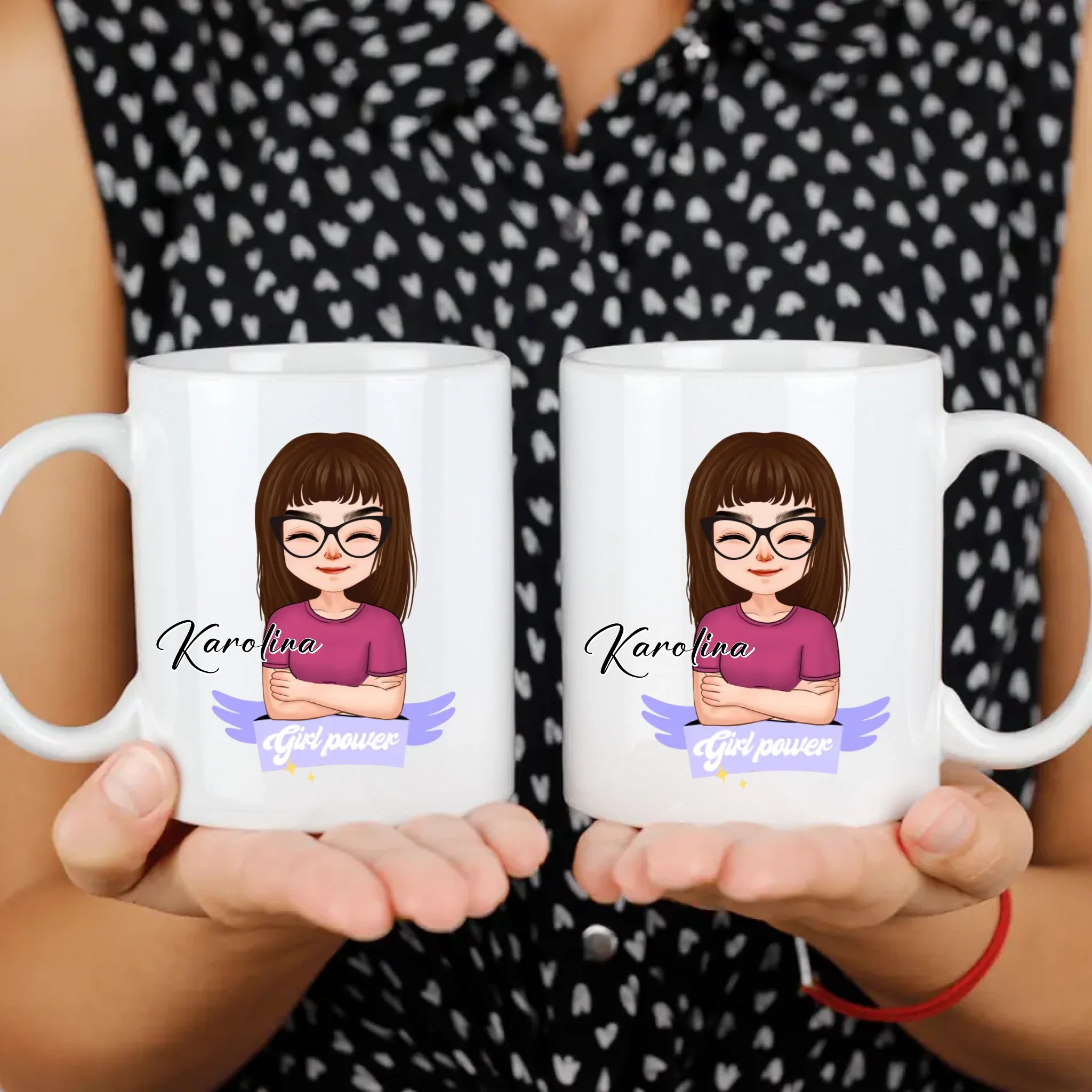 Girl power ajándék bögre szerkeszthető karakterrel Nőknek