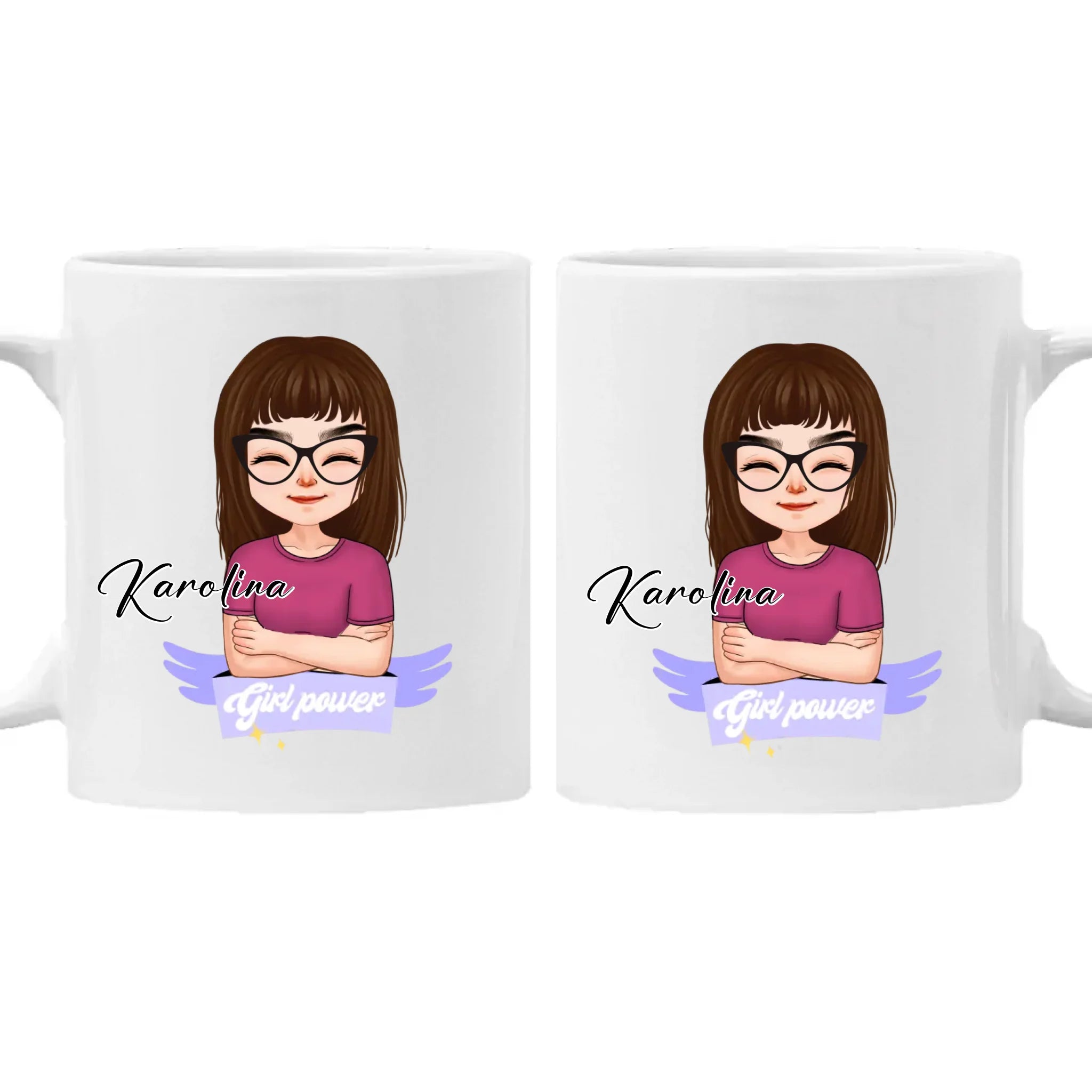 Girl power ajándék bögre szerkeszthető karakterrel Nőknek