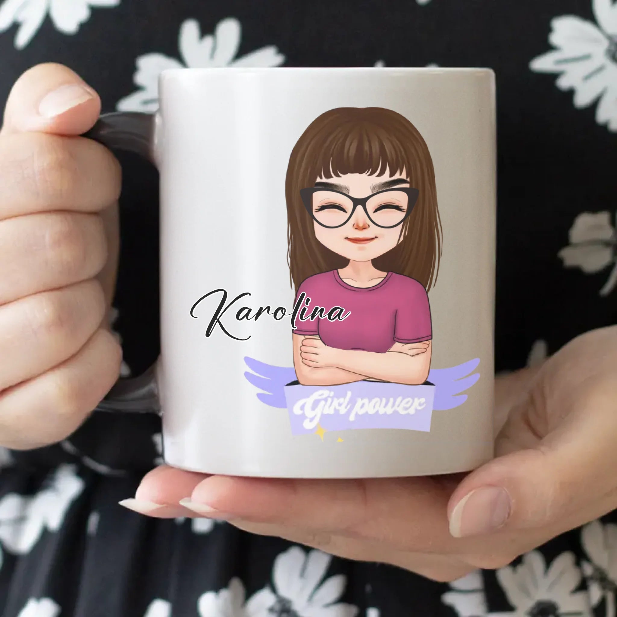 Girl power ajándék bögre szerkeszthető karakterrel Nőknek
