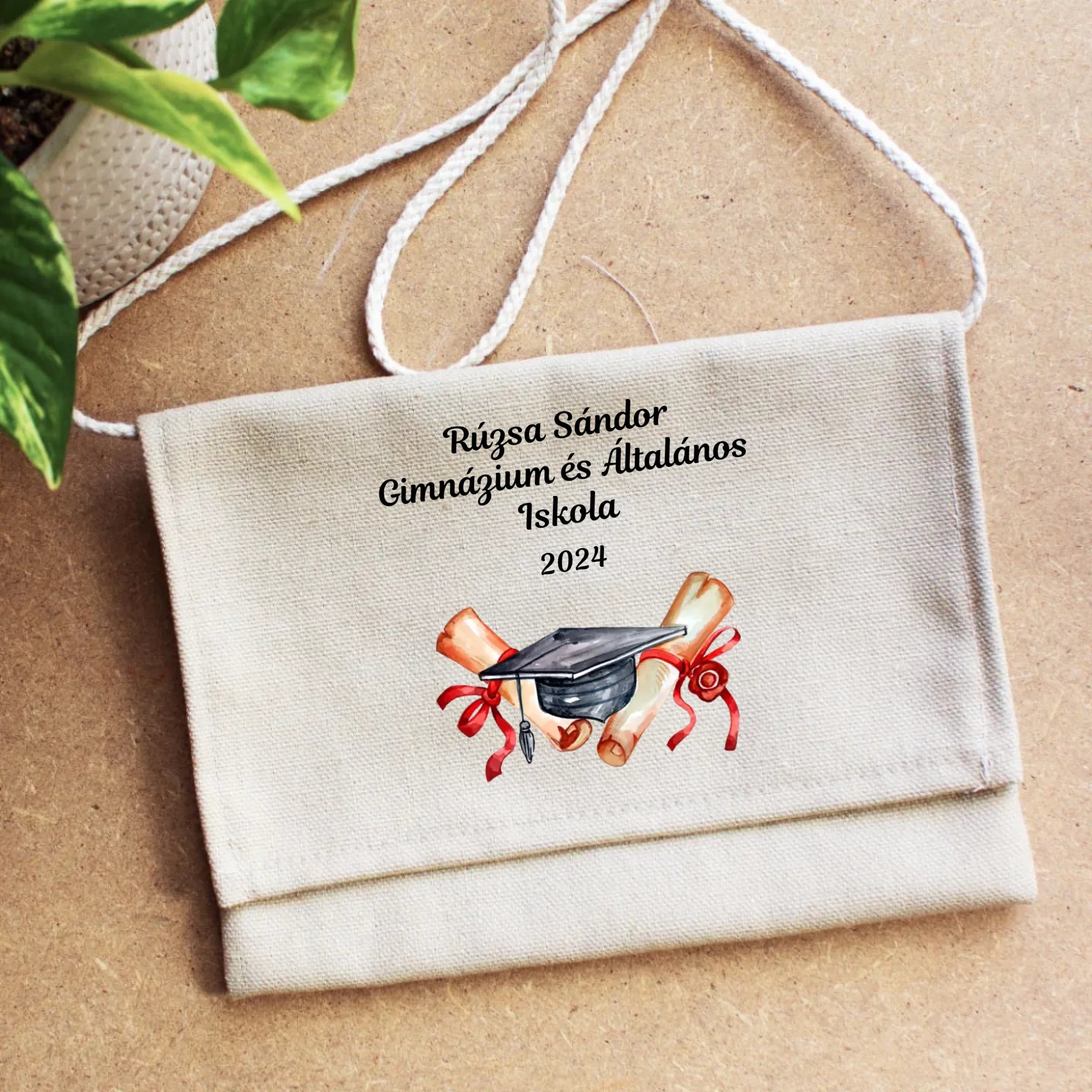 Ballagási emlék tarisznya szerkeszthető mintával