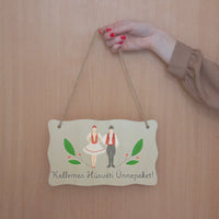 Húsvéti ajtó kopogtató fa dísztábla egyedi felirattal