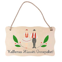 Húsvéti ajtó kopogtató fa dísztábla egyedi felirattal