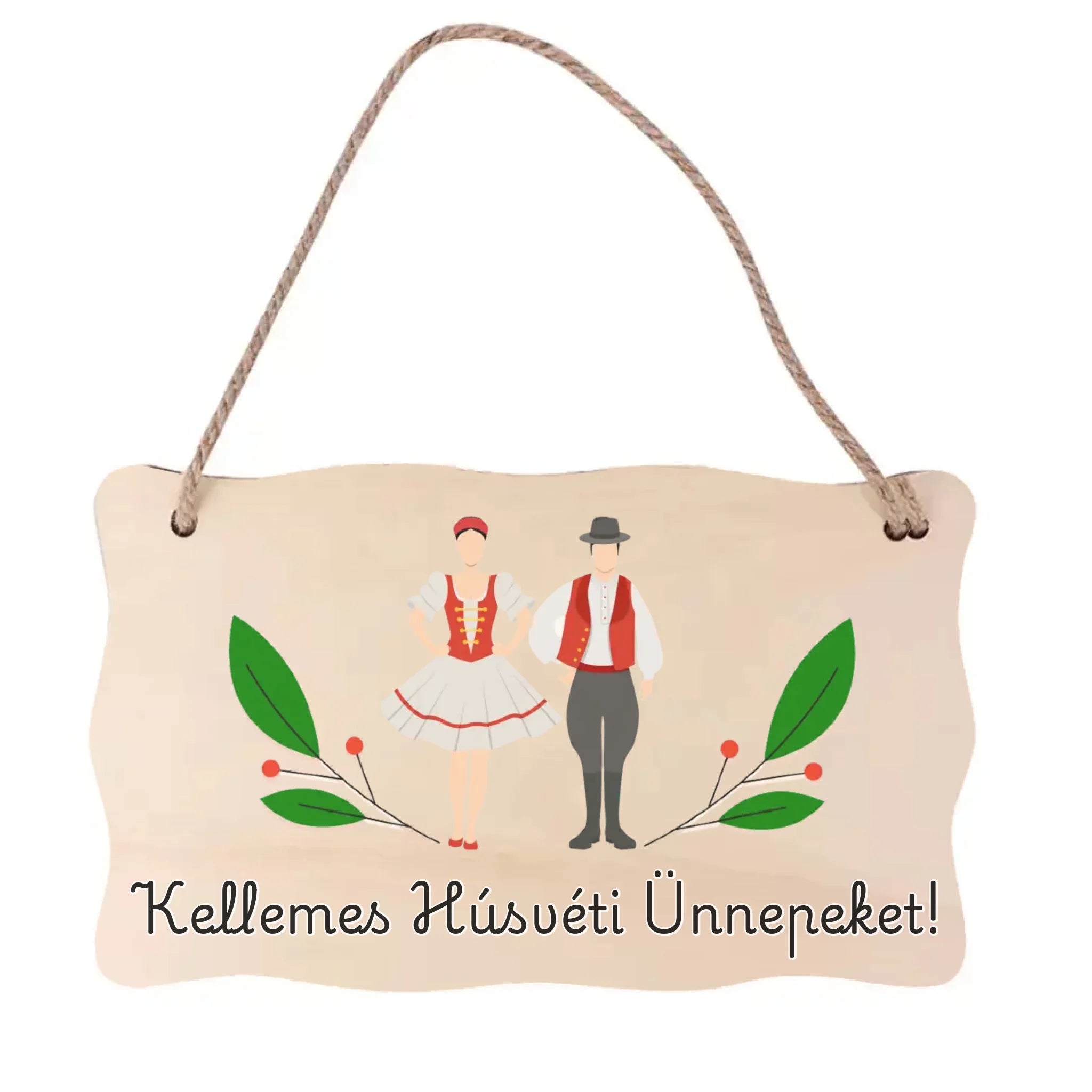 Húsvéti ajtó kopogtató fa dísztábla egyedi felirattal