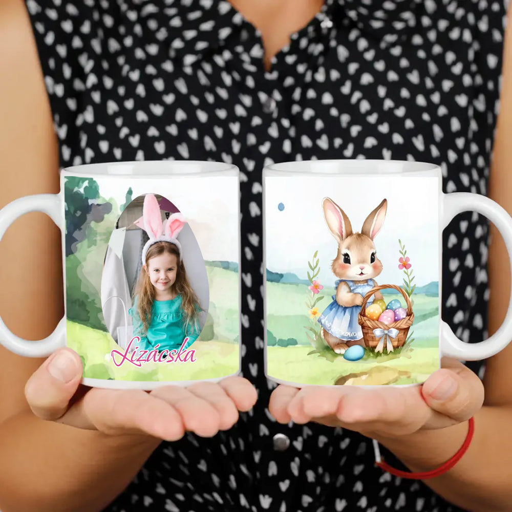 Húsvéti ajándék bögre gyerekeknek egyedi képpel és választható mintával