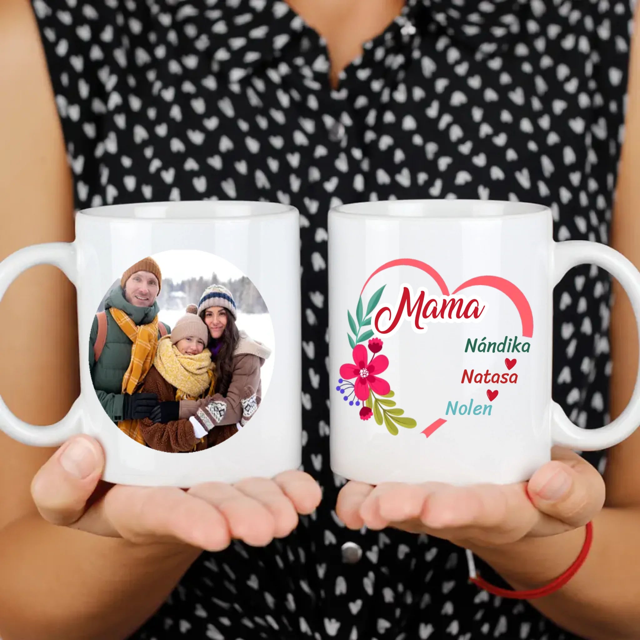 Szives feliratos egyedi képes bögre mamáknak szerkeszthető felirattal