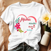 Virágos szív egyedi feliratos női póló Nagymamáknak