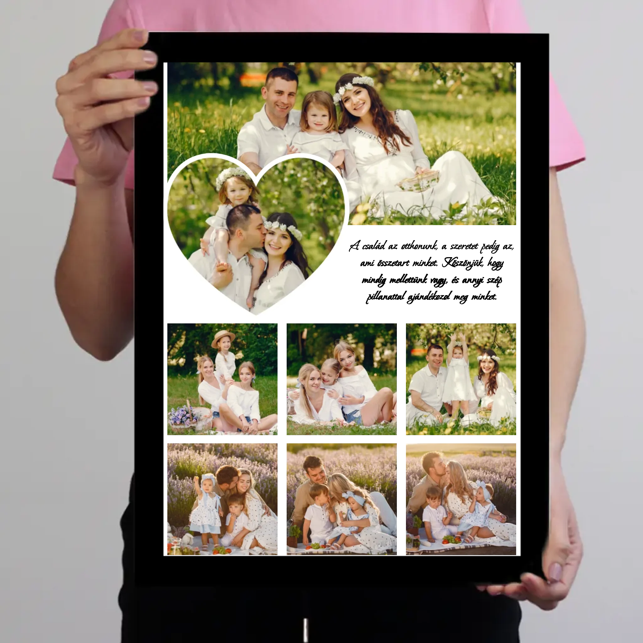 Egyedi képes szivecskés falikép szerkeszthető felirattal