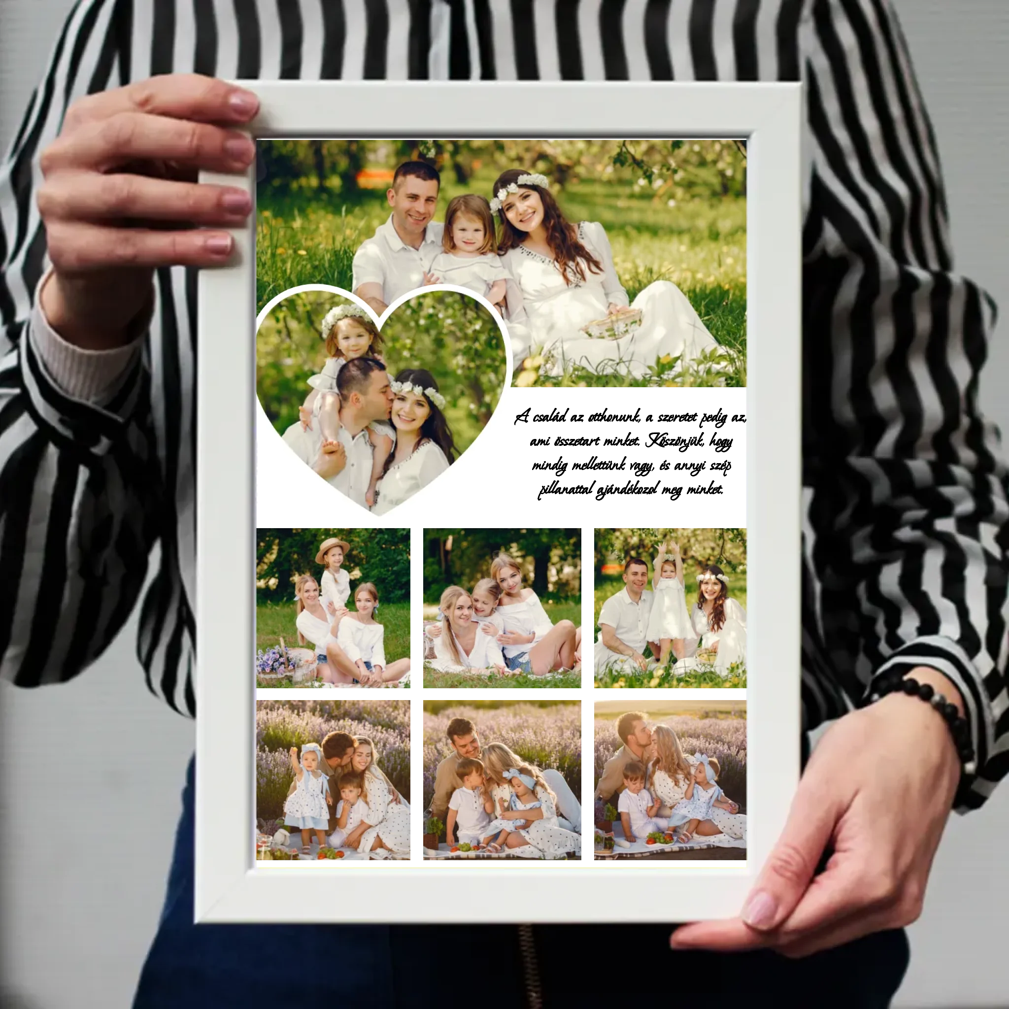 Egyedi képes szivecskés falikép szerkeszthető felirattal