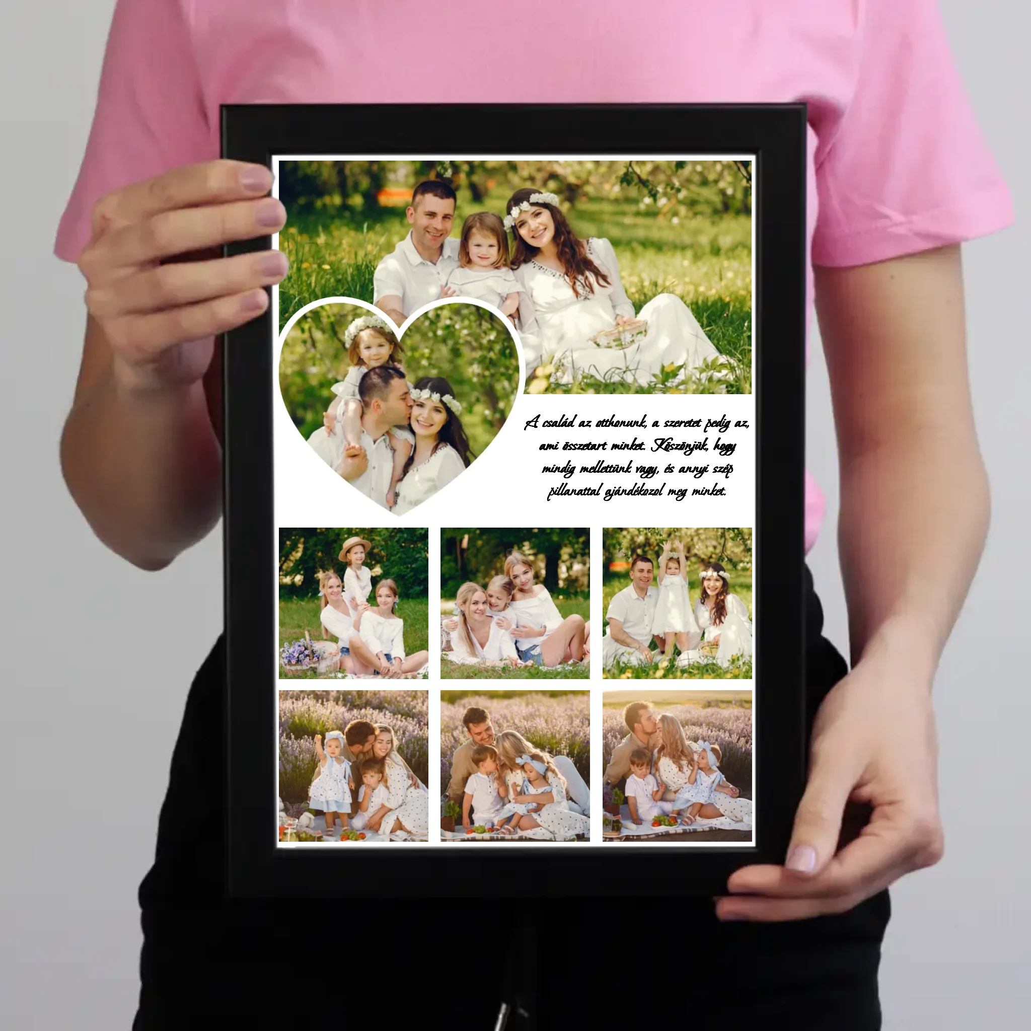 Egyedi képes szivecskés falikép szerkeszthető felirattal