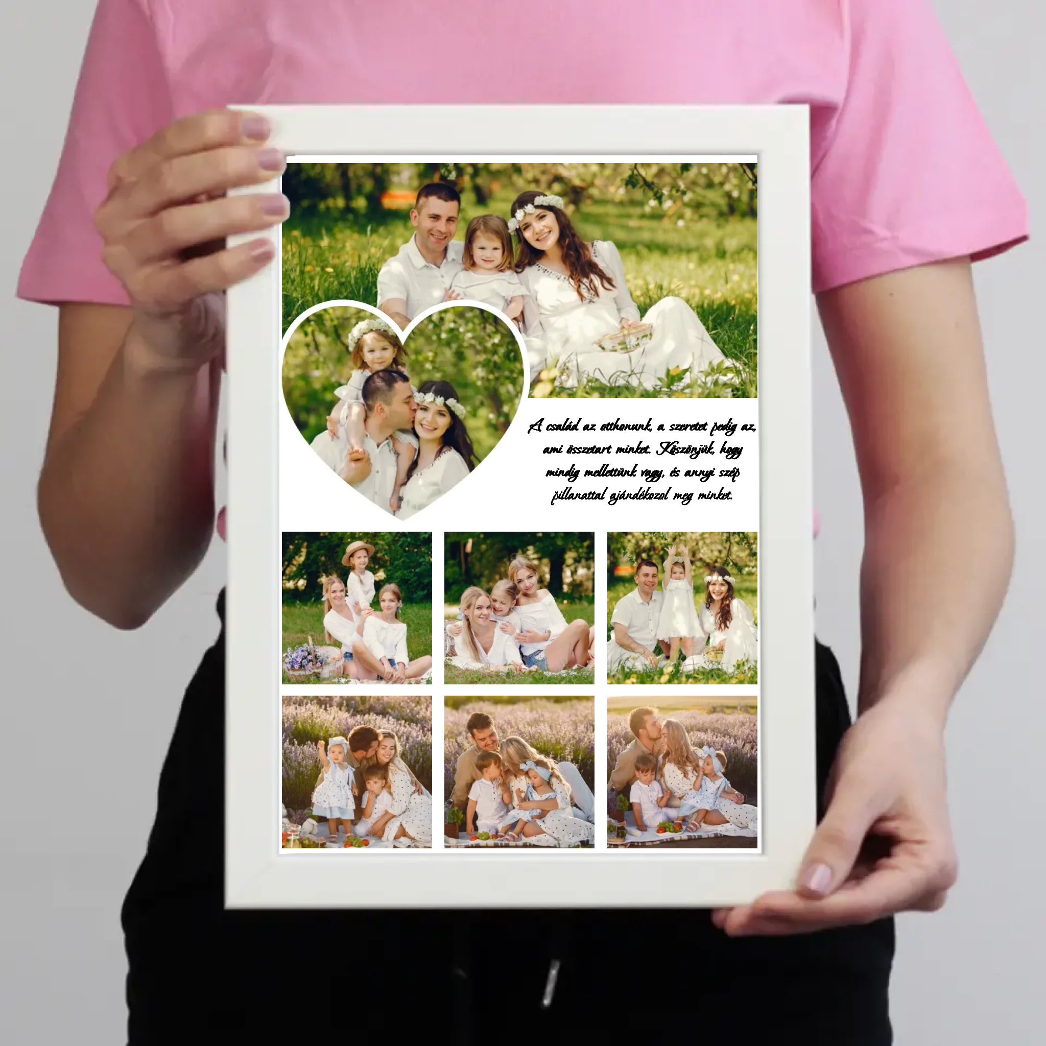 Egyedi képes szivecskés falikép szerkeszthető felirattal