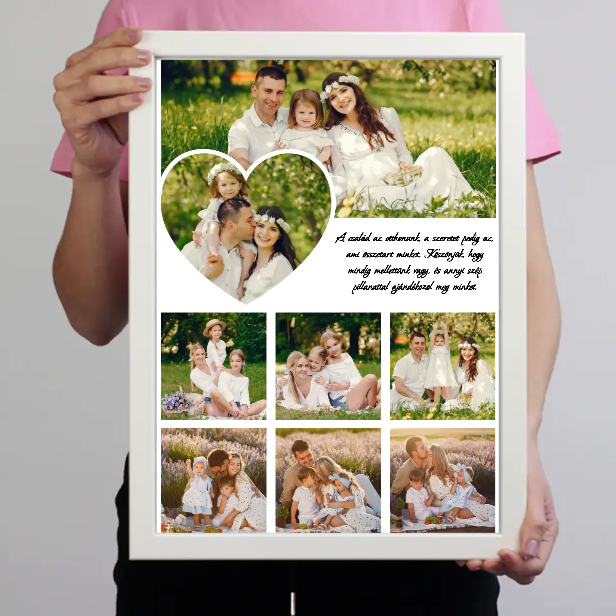 Egyedi képes szivecskés falikép szerkeszthető felirattal