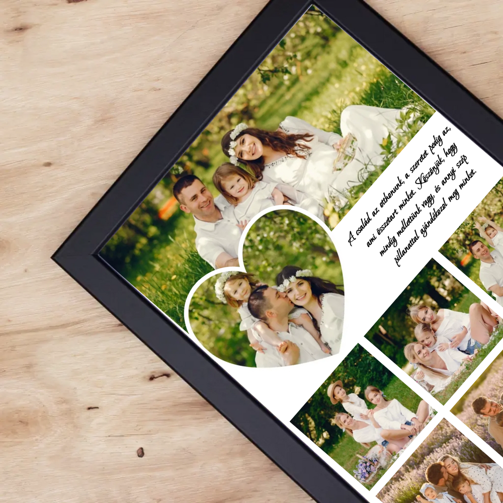 Egyedi képes szivecskés falikép szerkeszthető felirattal