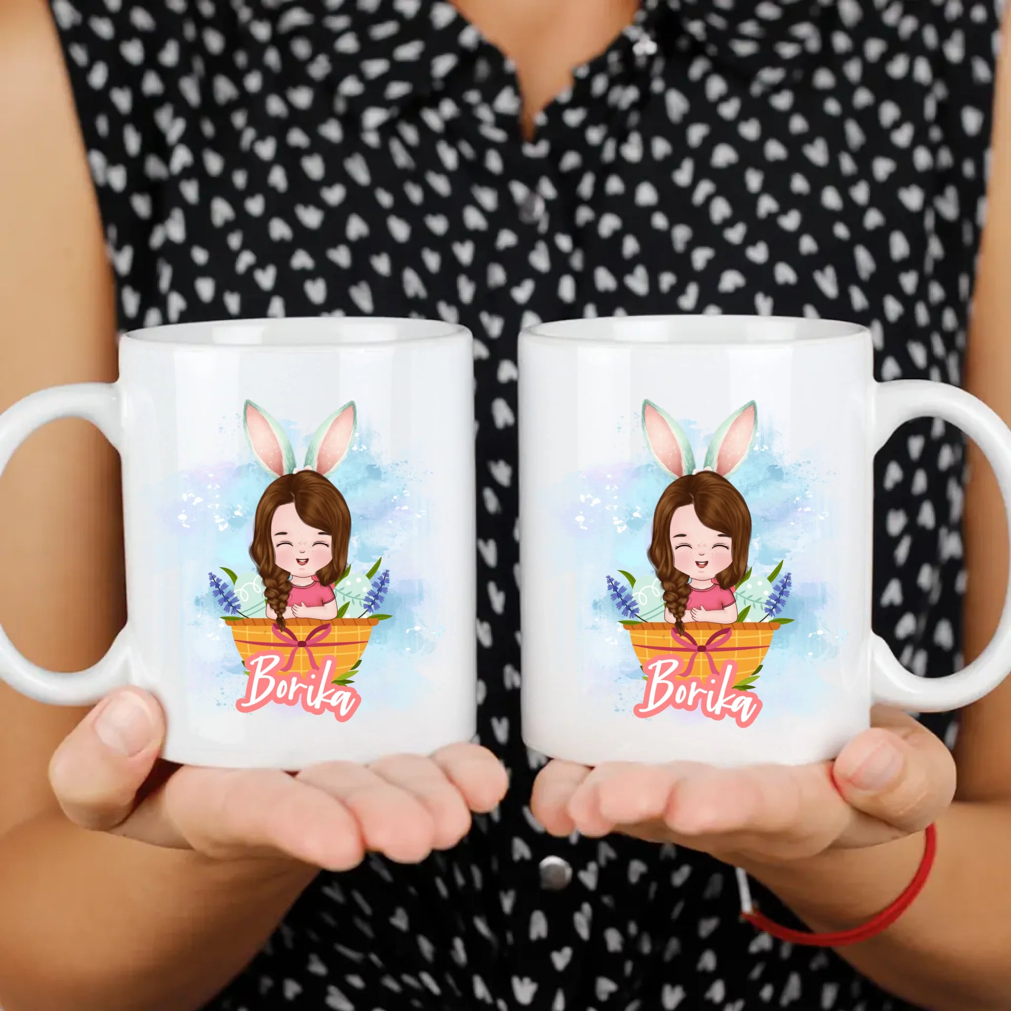 Húsvéti szerkeszthető karakteres ajándék bögre gyerekeknek