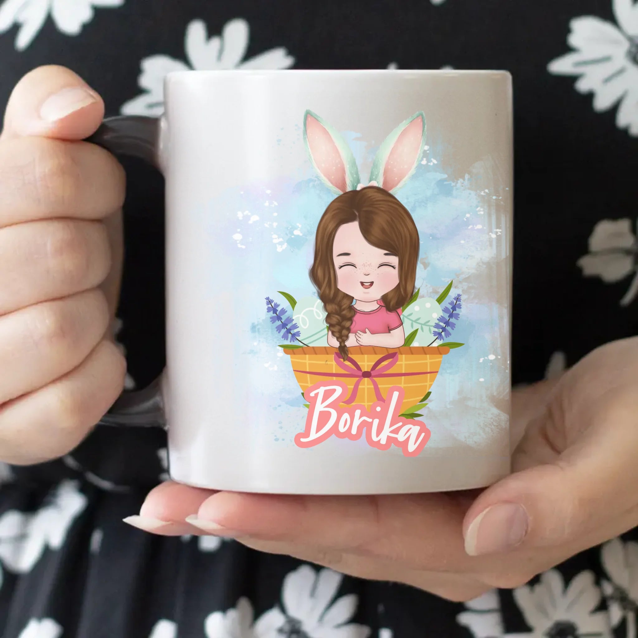 Húsvéti szerkeszthető karakteres ajándék bögre gyerekeknek