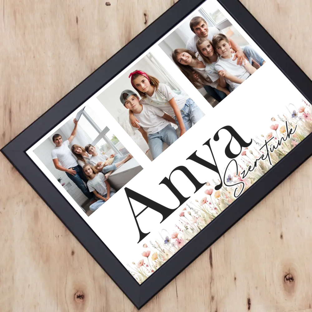 Anya szeretünk - egyedi képes falikép választható felirattal