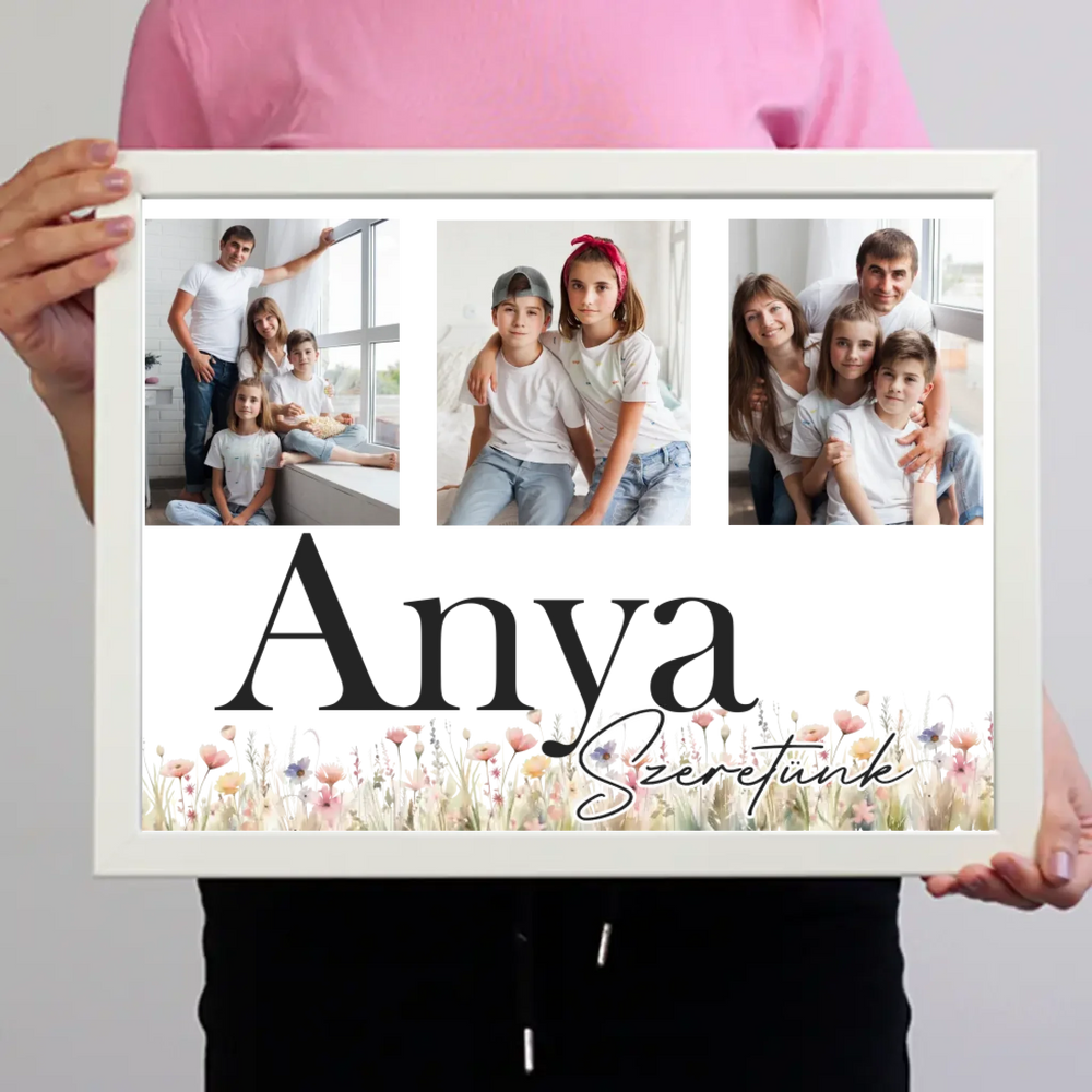 Anya szeretünk - egyedi képes falikép választható felirattal