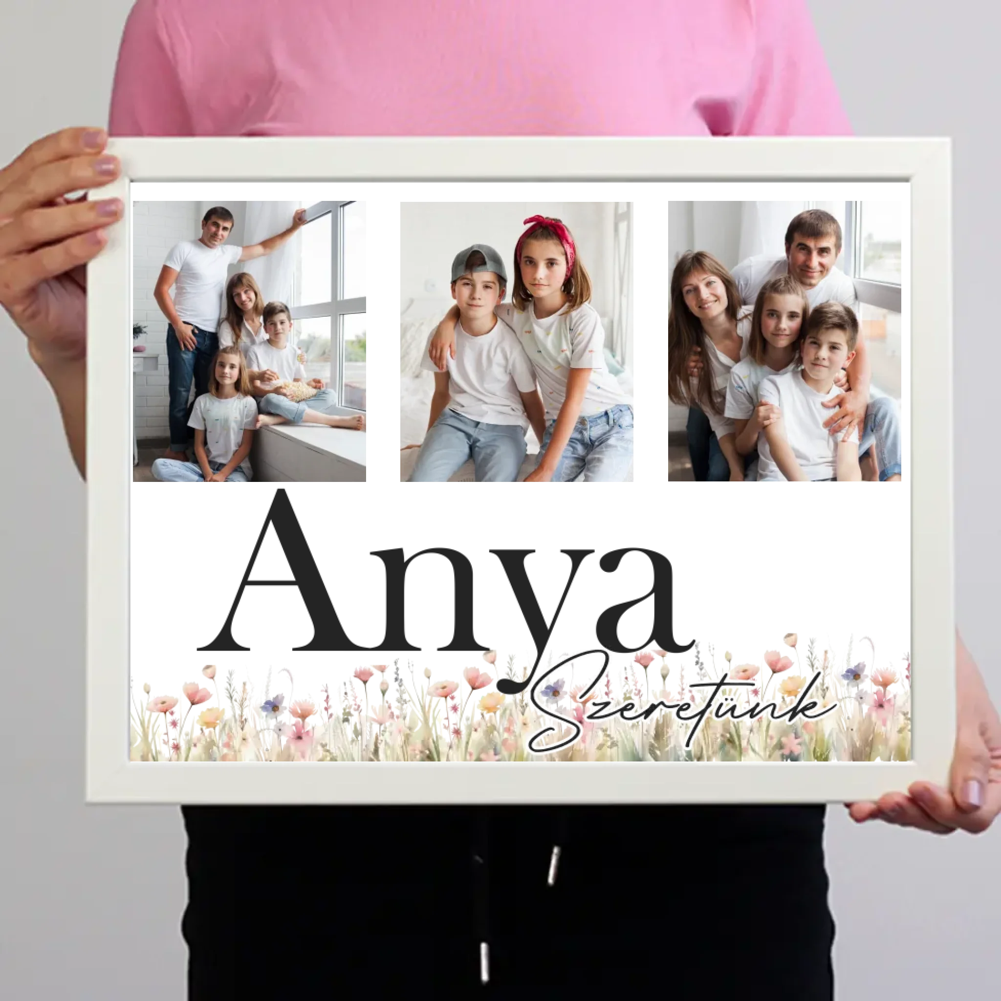 Anya szeretünk - egyedi képes falikép választható felirattal