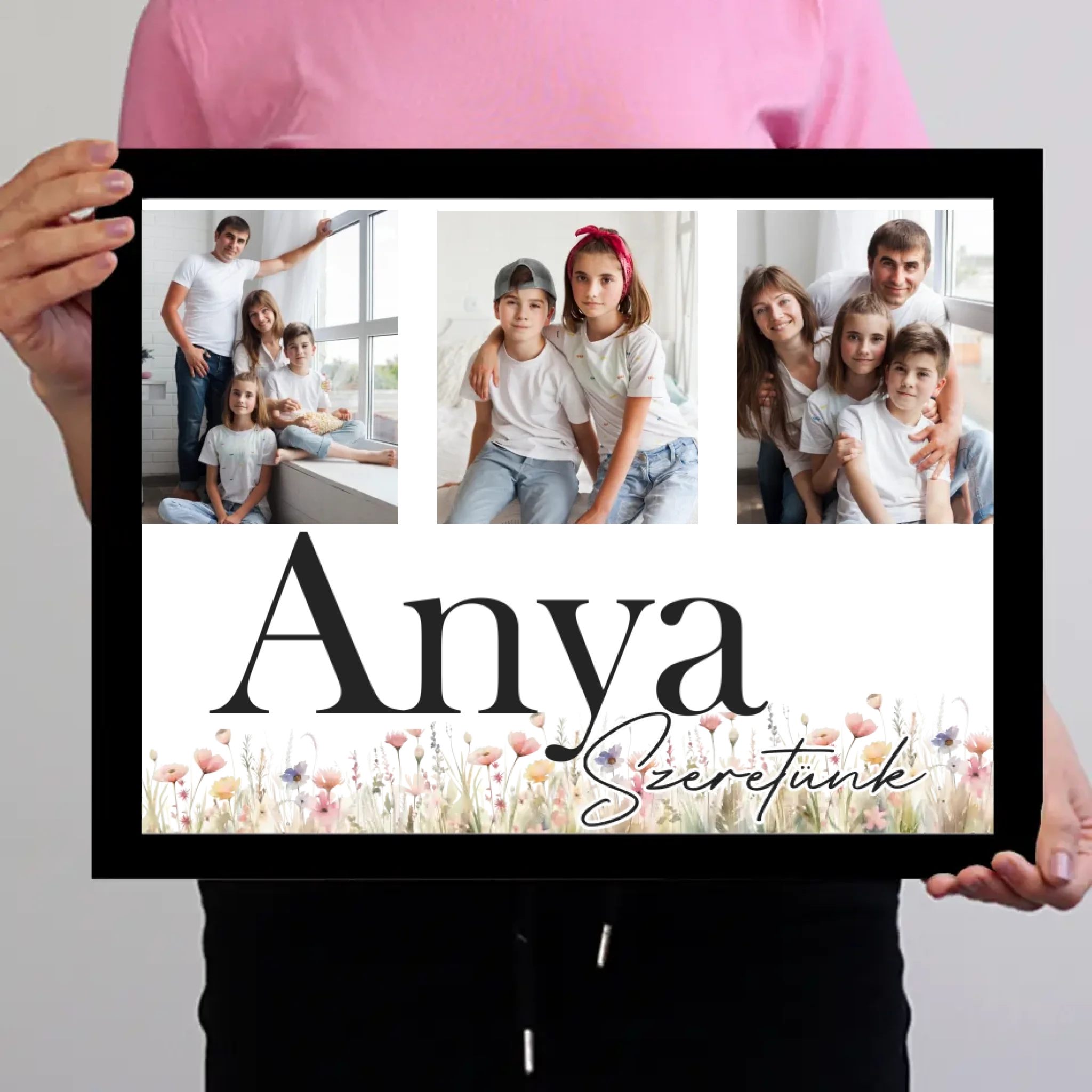 Anya szeretünk - egyedi képes falikép választható felirattal