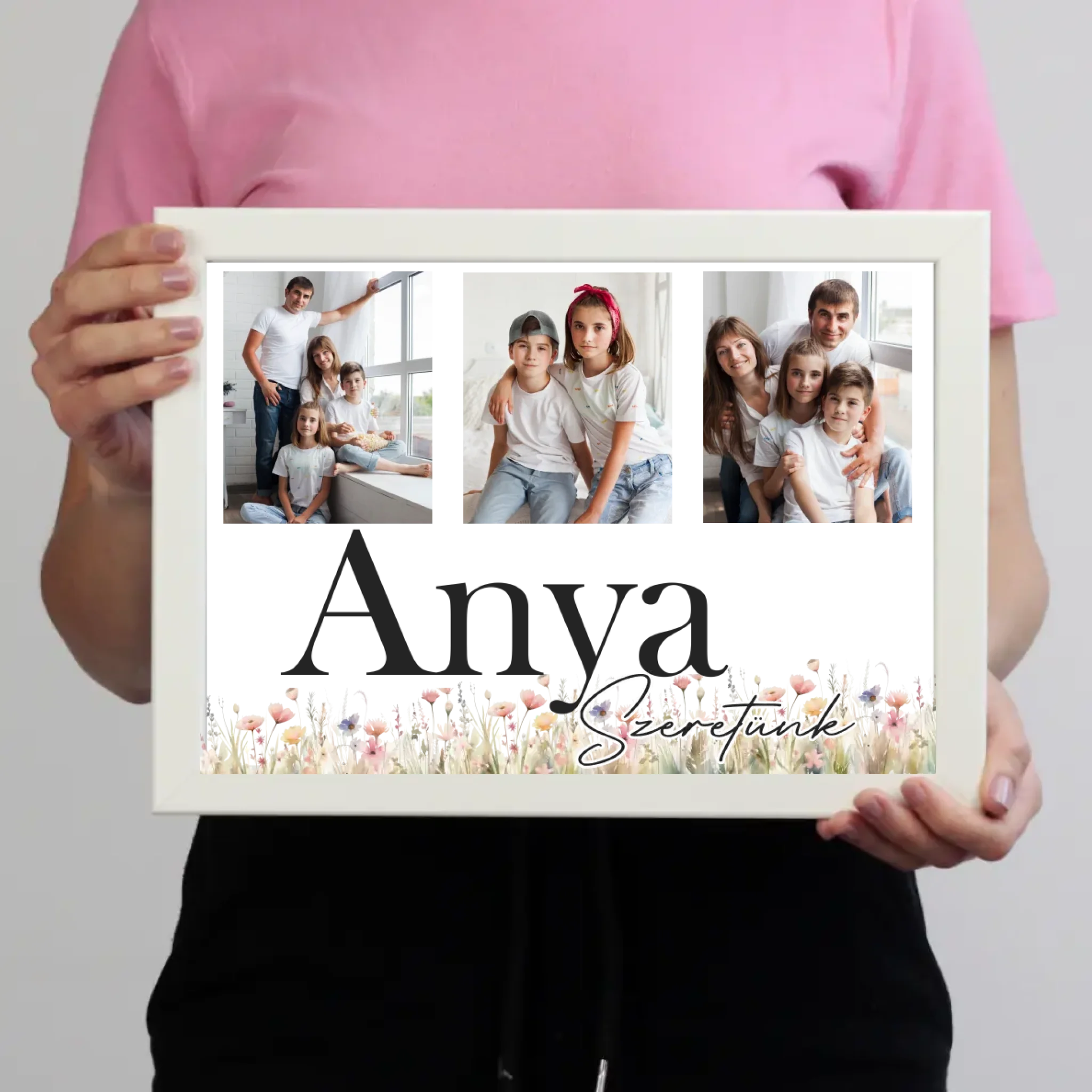 Anya szeretünk - egyedi képes falikép választható felirattal