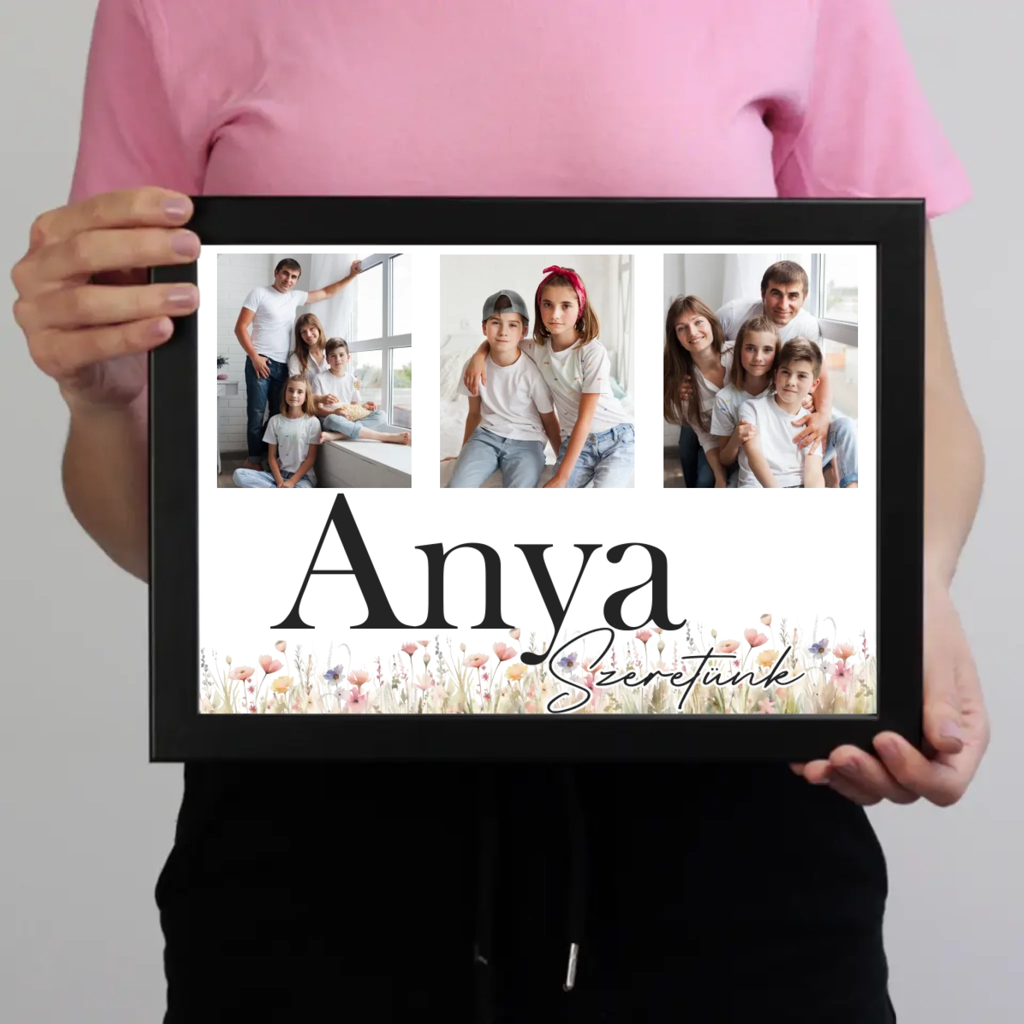 Anya szeretünk - egyedi képes falikép választható felirattal