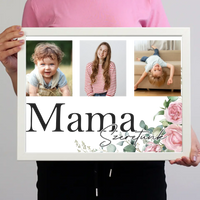 Mama szeretünk - egyedi képes falikép választható felirattal