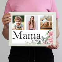 Mama szeretünk - egyedi képes falikép választható felirattal