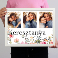 Keresztanya szeretünk - egyedi képes falikép választható felirattal