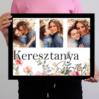 Keresztanya szeretünk - egyedi képes falikép választható felirattal