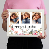 Keresztanya szeretünk - egyedi képes falikép választható felirattal
