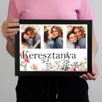 Keresztanya szeretünk - egyedi képes falikép választható felirattal