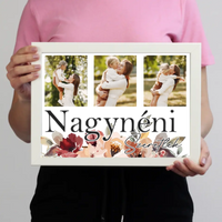Nagynéni szeretünk - egyedi képes falikép választható felirattal