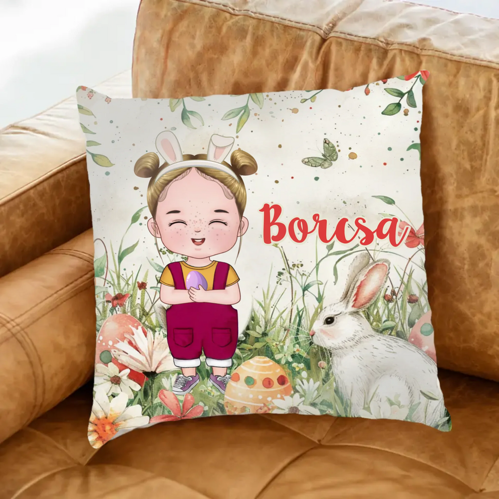 Húsvéti ajándék gyerekeknek - egyedi neves párna szerkeszthető karakterrel