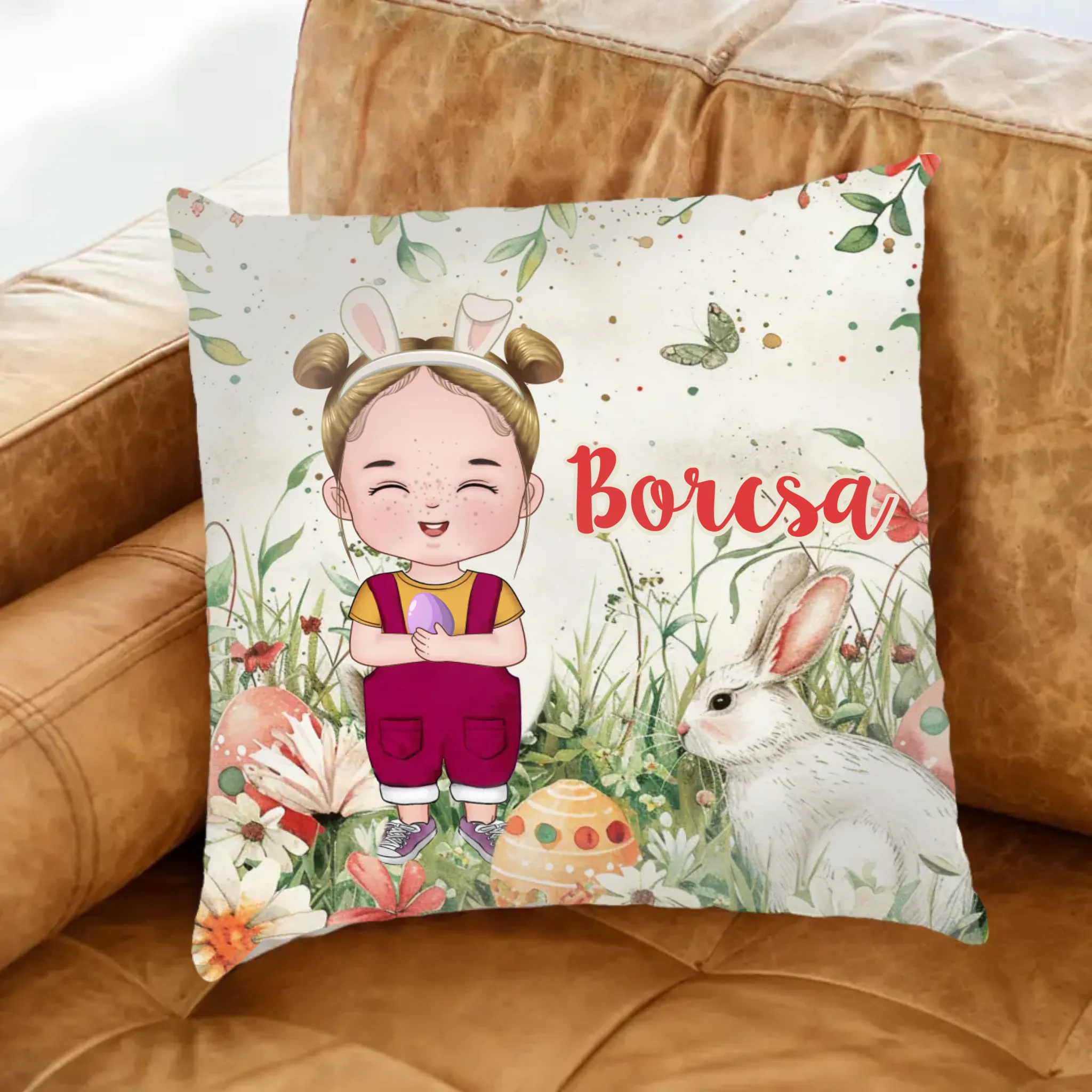 Húsvéti ajándék gyerekeknek - egyedi neves párna szerkeszthető karakterrel