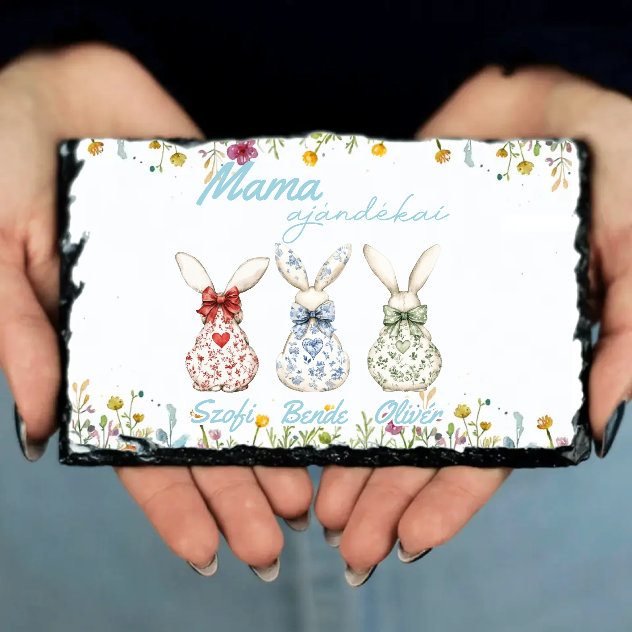 A mama ajándékai - Egyedi húsvéti ajándék gránitlap nagymamáknak nyuszis mintával