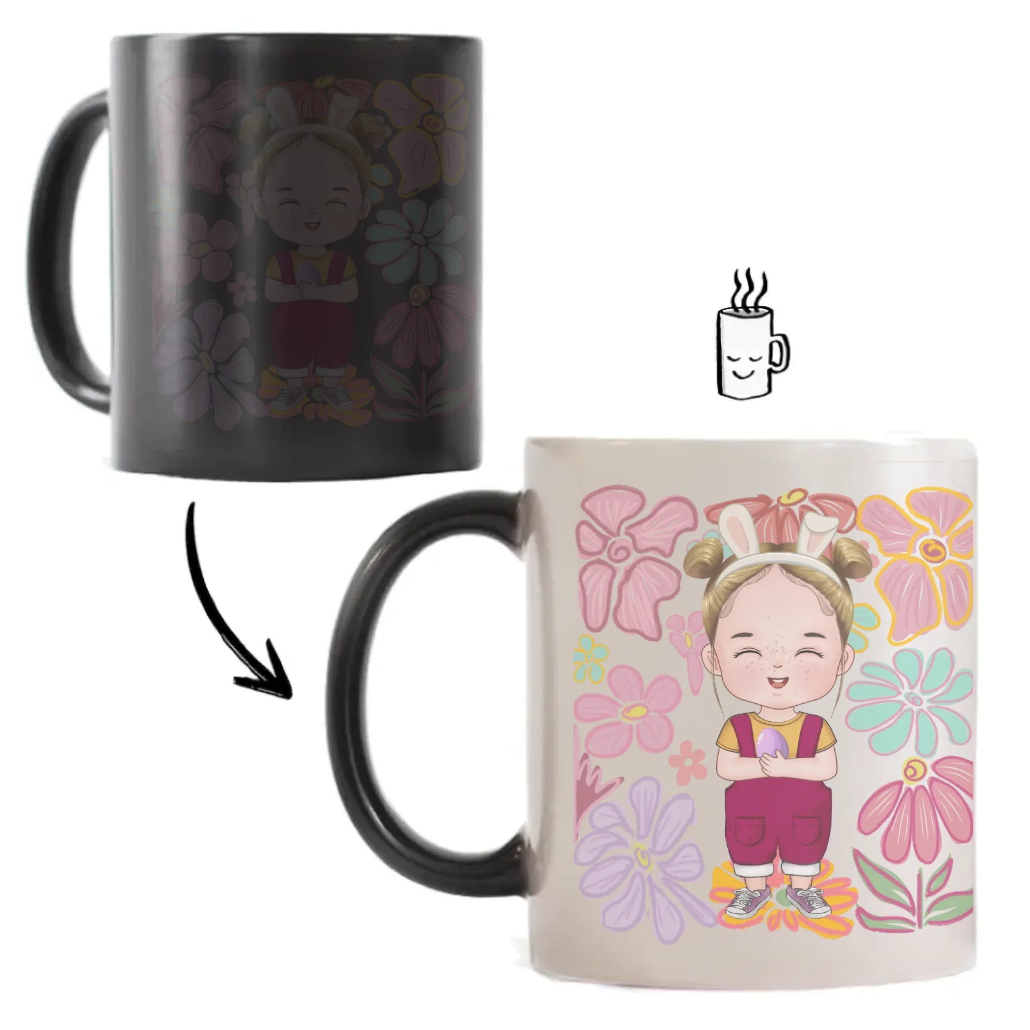 Húsvéti ajándék kislányoknak - egyedi neves bögre szerkeszthető karakterrel