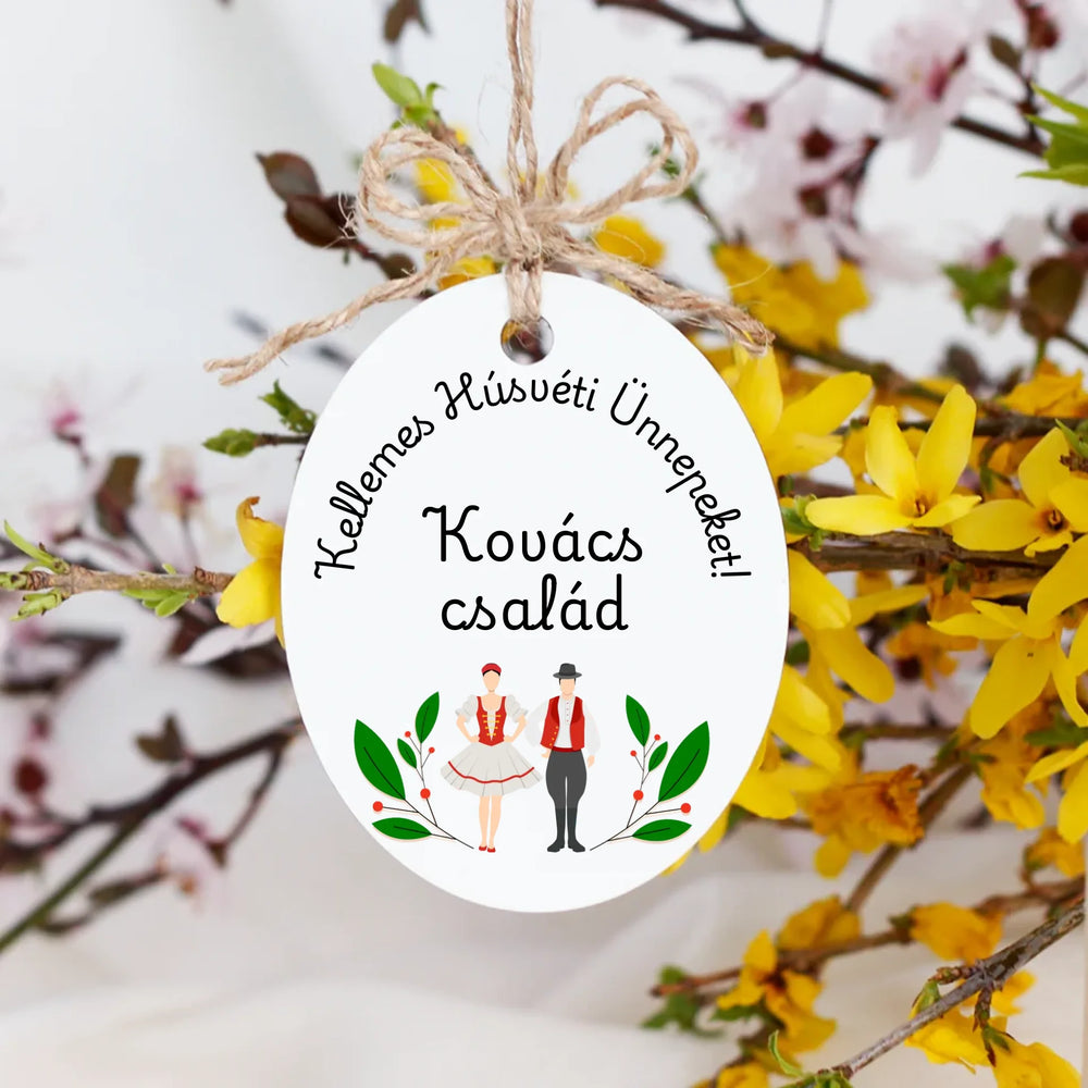 Húsvéti ajándék felnőtteknek - Kellemes Húsvéti Ünnepeket feliratos egyedi neves tojásfadísz