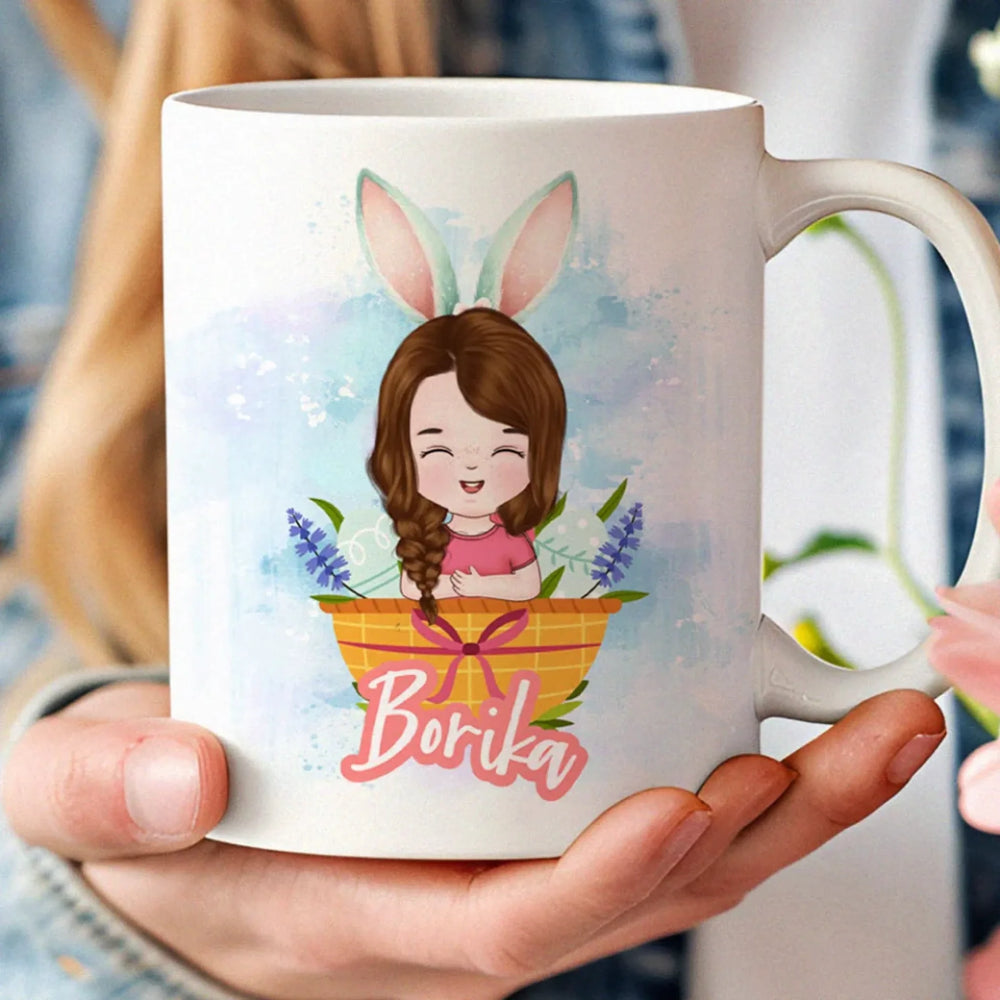 Húsvéti szerkeszthető karakteres ajándék bögre gyerekeknek