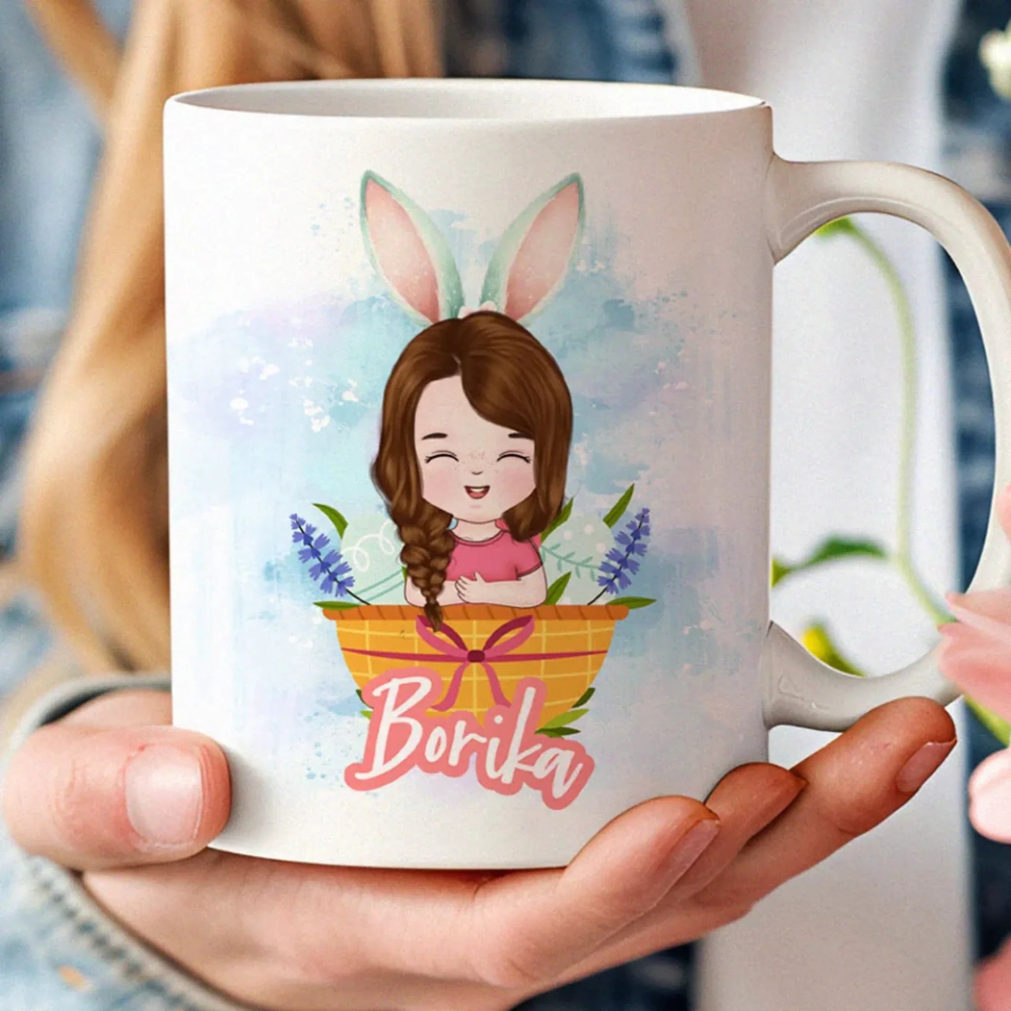 Húsvéti szerkeszthető karakteres ajándék bögre gyerekeknek